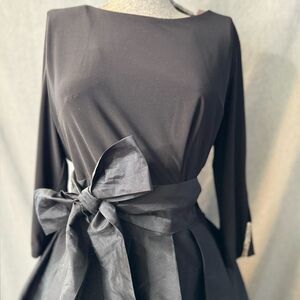 Adrianna Papell Black 3/4 Sleeve Cocktail Dress with Bow Belt Women Size 12